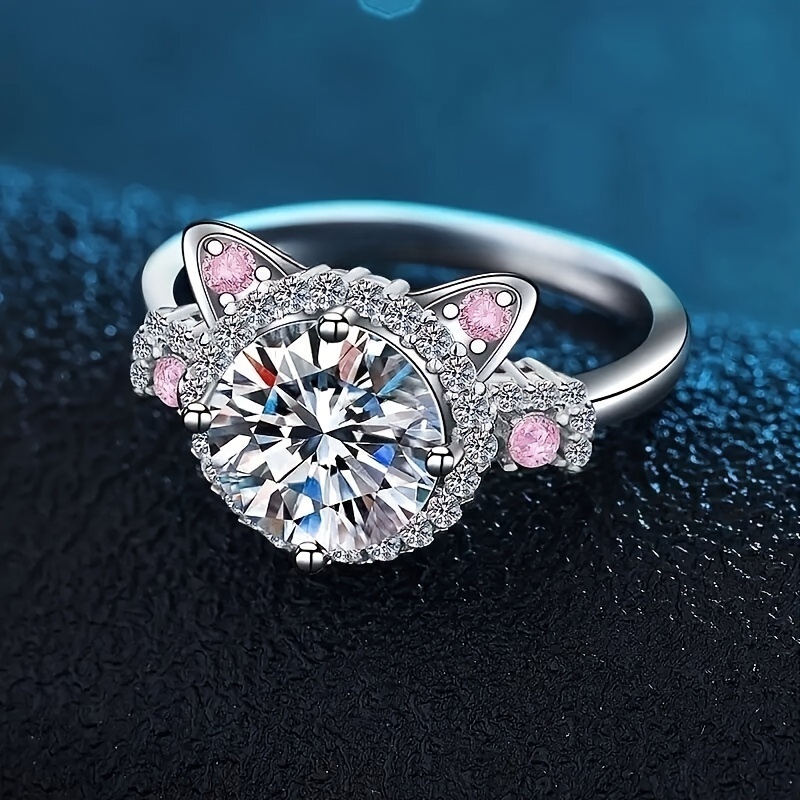 Graduation Season Gift Set with Pink Rhinestone Cat Head Ring